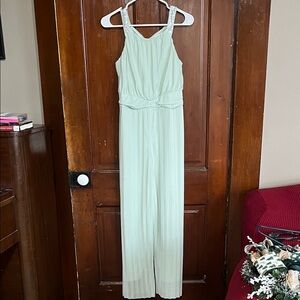Light Mint Green Pleated Sleeveless Jumpsuit
